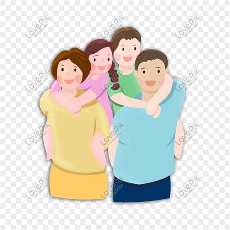 Isang Pamilya Na May Apat Na Maligaya At Masaya Na Mga .